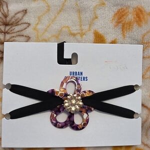 Urban Outfitters Black and Purple Floral Hair Clip
